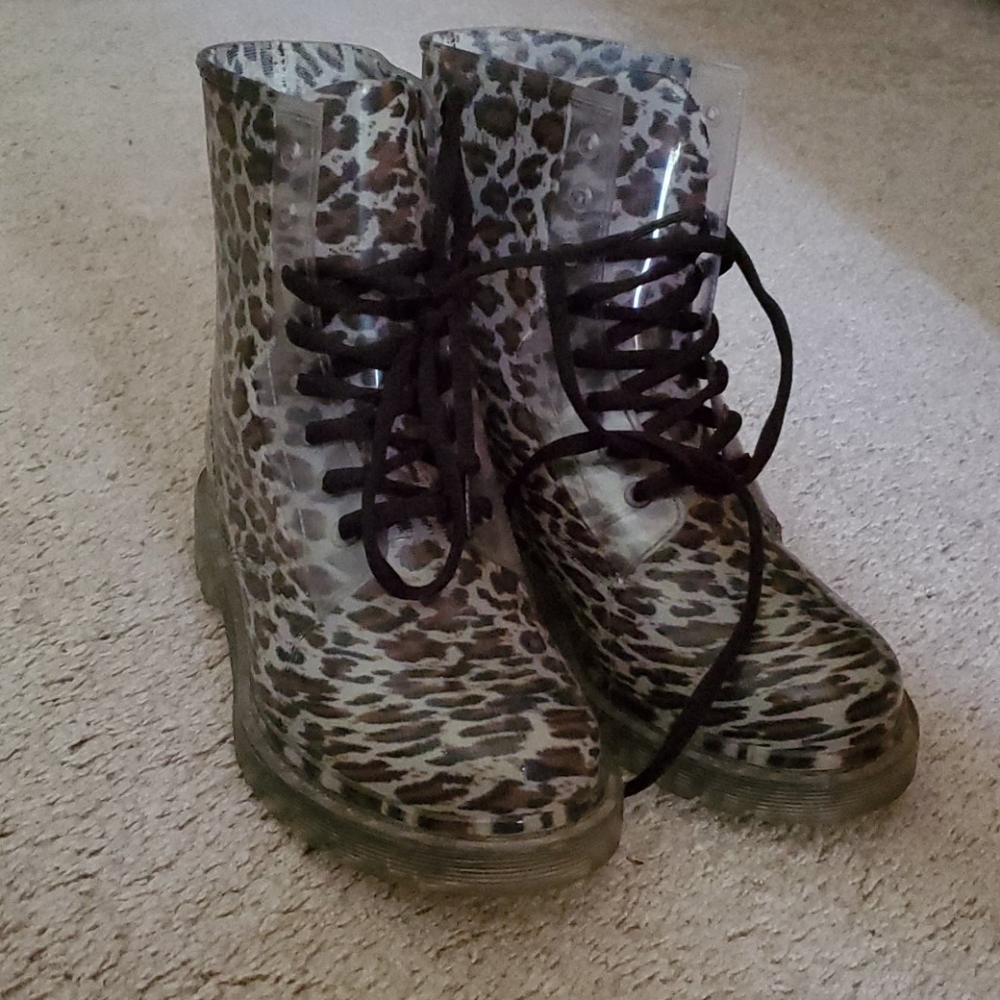 Leopard Print Jelly Boots